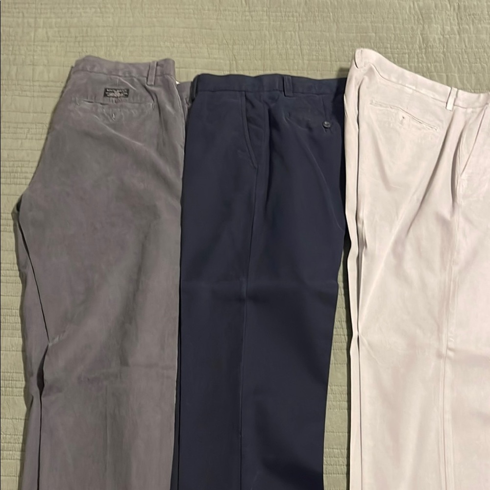 Men's Banana Republic Slim Fit Gray, Navy, and Light Gray Pants. Size 32x36.